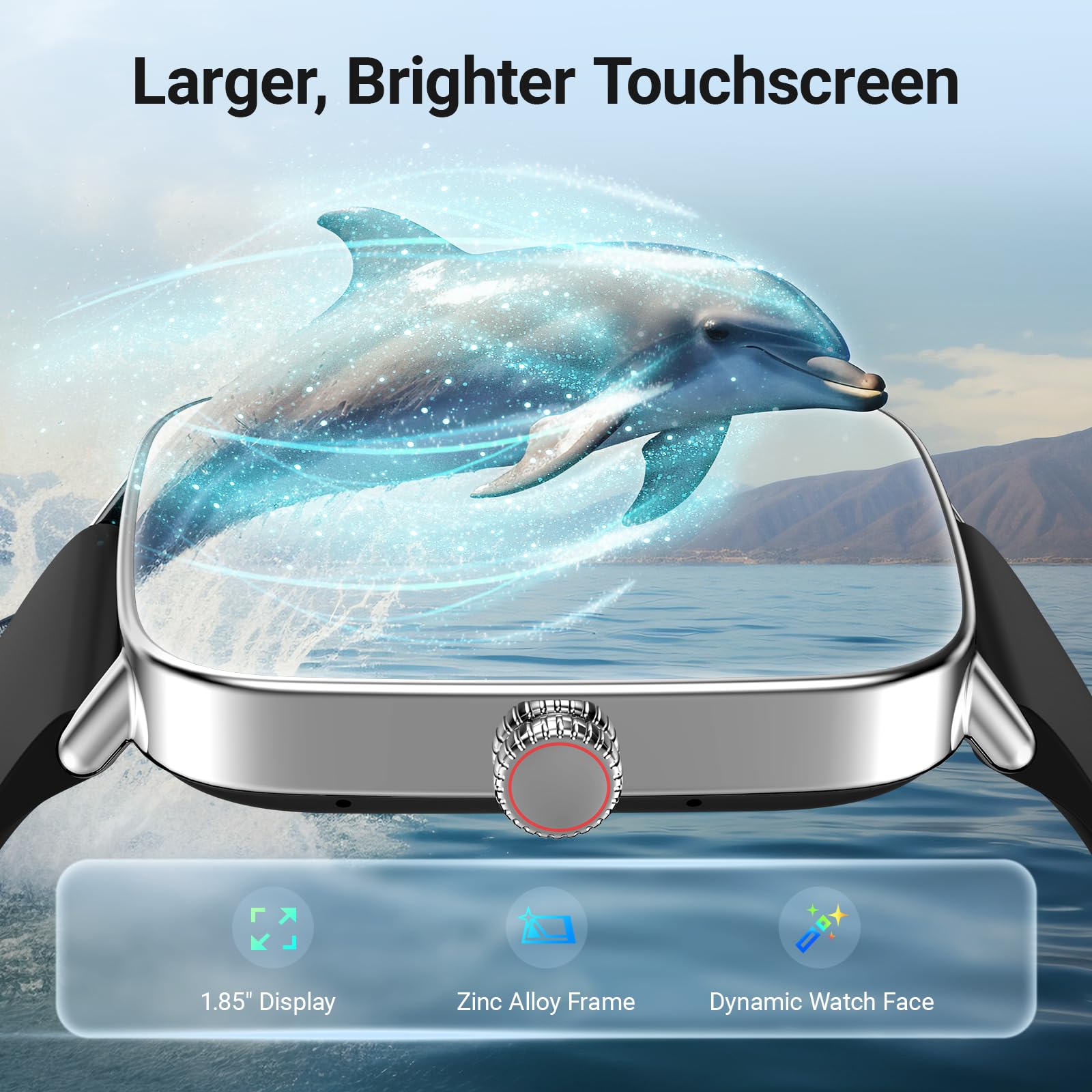 Fitpolo Smart Watch For Men Women, 1.85'' Touchscreen Fitness Tracker, Make/Answer Calls, Heart Rate Spo2 Monitor, Ip68 Waterpro